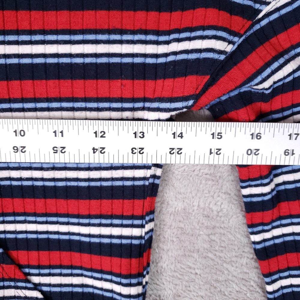 Free People Always With Me Faux Wrap Long Sleeve Tee S Red Blue White - Picture 4 of 9